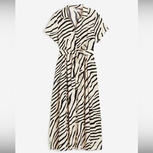 H&M Zebra Print Tie Belt Button-Down Shirt Dress – Size Large
